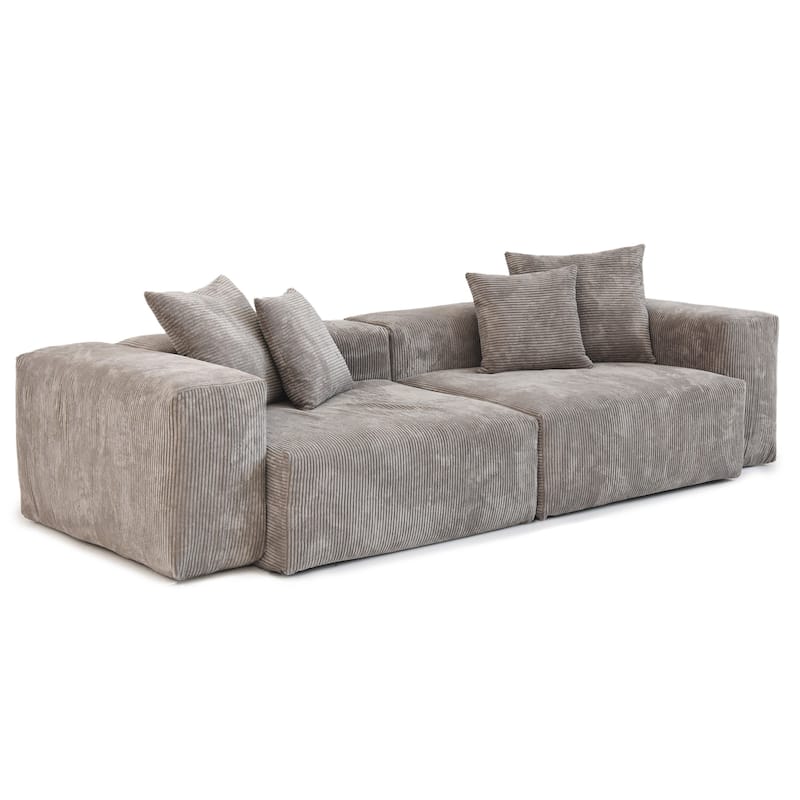 102" Oversized Corduroy Sectional Sofa Modern Wide Couch
