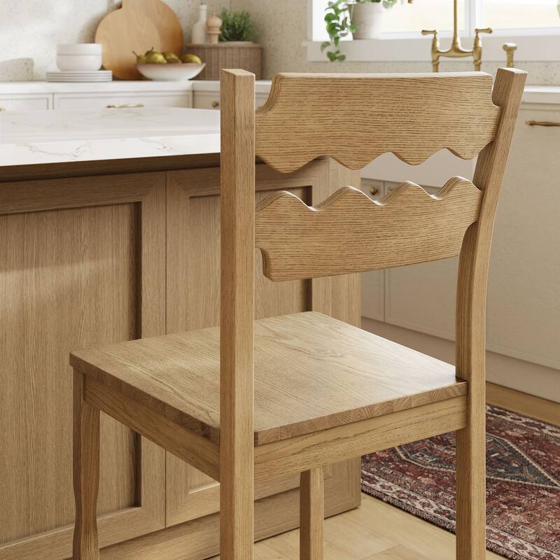 Jax Oak Wood Counter Stool With Wavy Razor Back