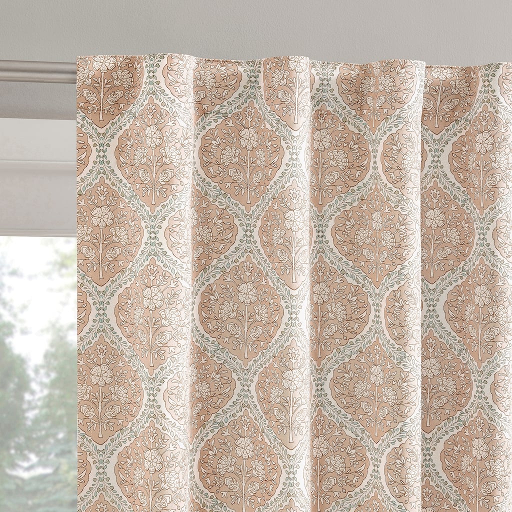 Sun Zero Lanet Vintage Ogee Magnetic Closure Total Blackout Back Tab 2-Piece Curtain Panel Pair