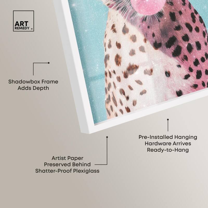 Pastel Cheetah Bubblegum Shadowbox by Art Remedy
