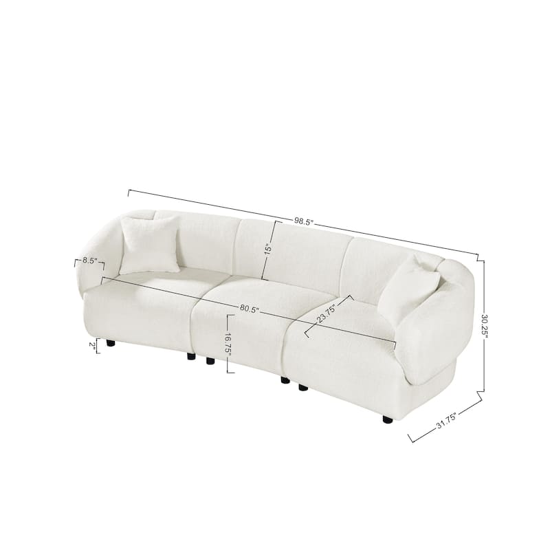Christopher Knight Home - Hulk Curved Boucle 3-Seat Sofa with Sturdy Wooden Frame