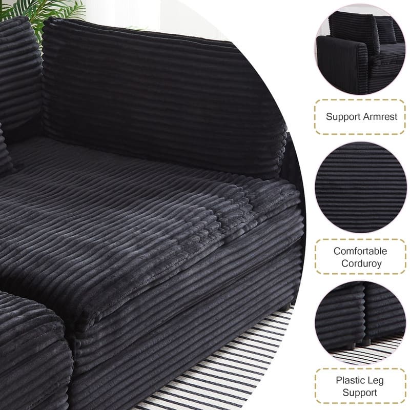 112" Corduroy Upholstered Sofa