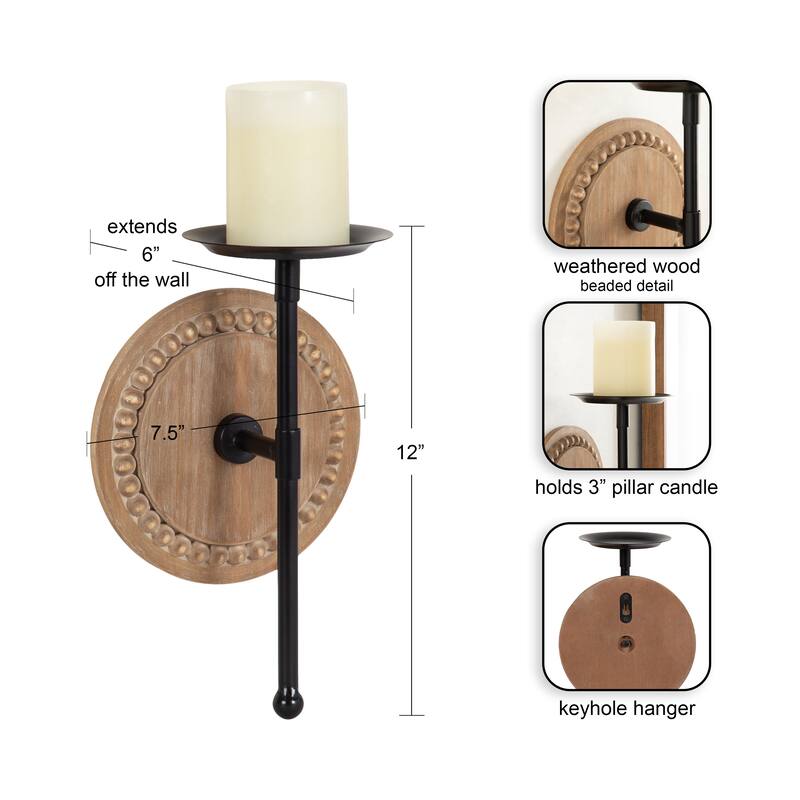 Kate and Laurel Letta Wood/Metal Sconce
