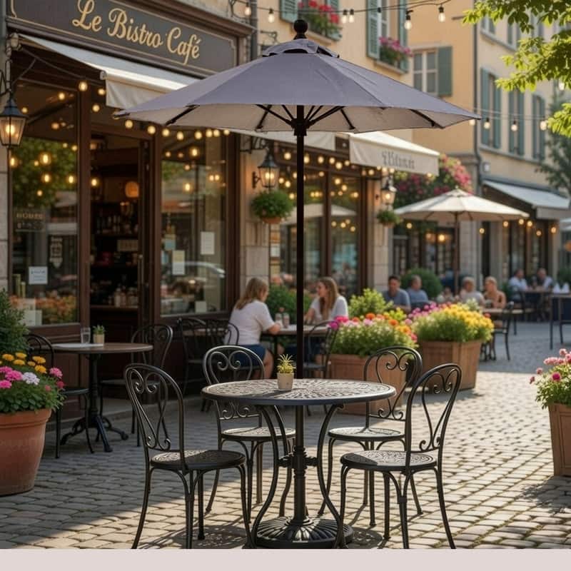 Tropishade 6' Bistro/Balcony/Cafe/Deck Commercial Patio Umbrella, Sunbrella cover. Good compact space.