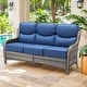 preview thumbnail 52 of 101, Outdoor Sofa with 6-Inch Thick Cushions Furniture for Porch Only Sofa - Grey Wicker Blue Cushion