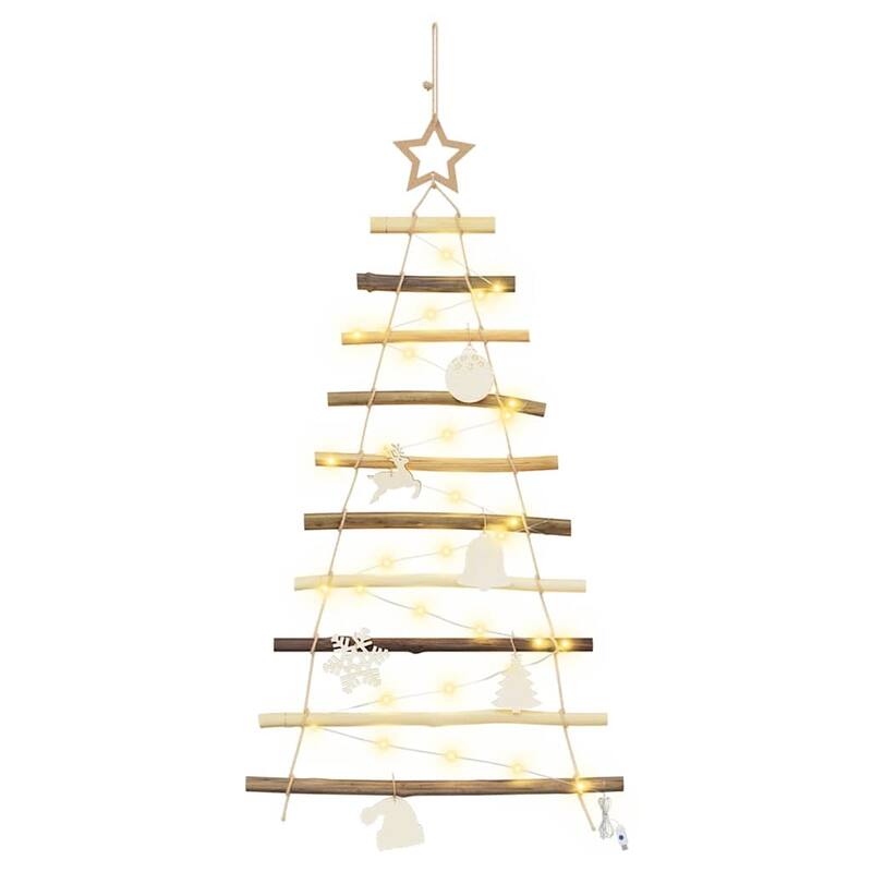 vidaXL Christmas Tree with LEDs Natural Solid Ash wood