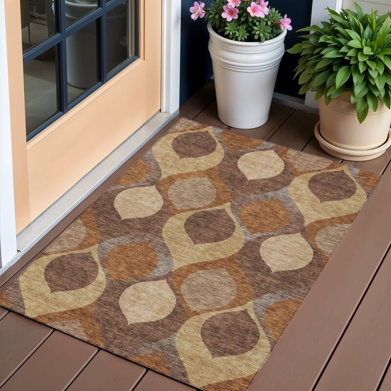 HomeRoots Ogee Transitional Rectangle Outdoor Rug - 3' x 5'