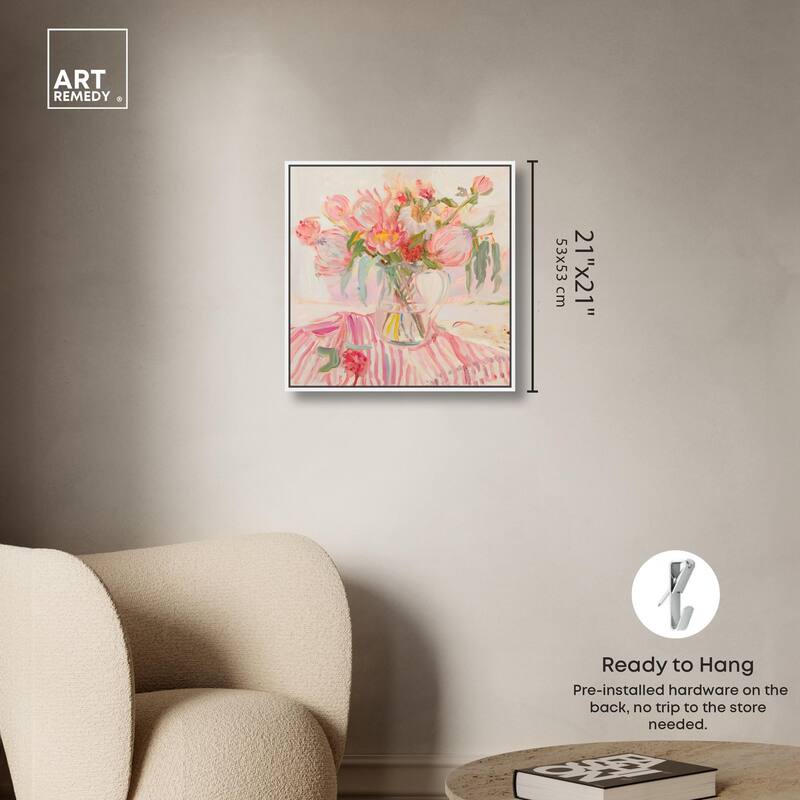 Candy Stripe Bloom Canvas by Art Remedy
