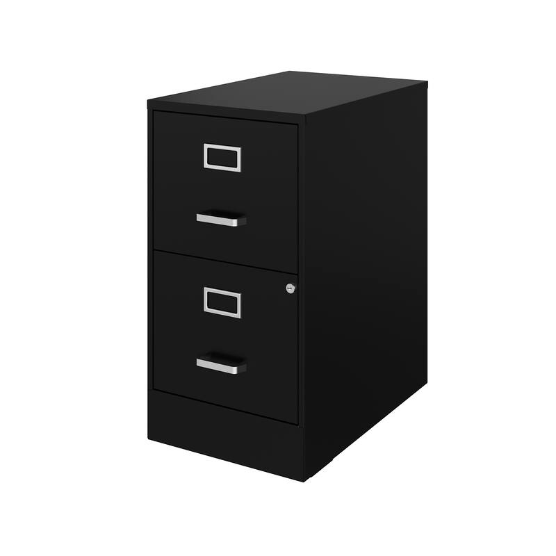 Space Solutions 22" Deep 2-drawer Metal File Cabinet, Black