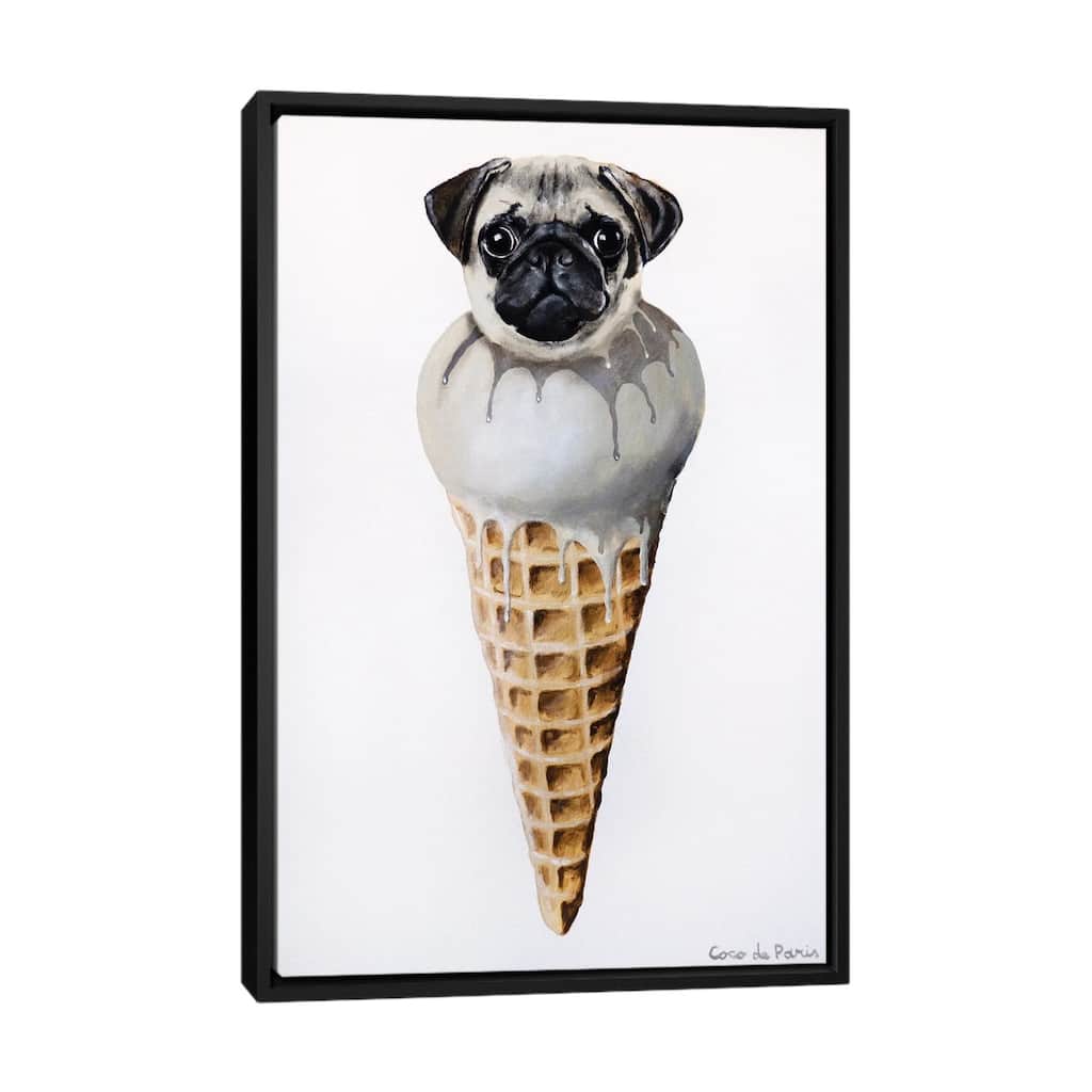 iCanvas "Ice Cream Pug" by Coco de Paris Framed