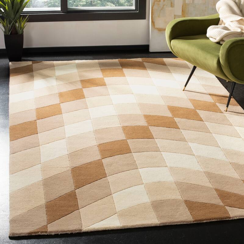 SAFAVIEH Handmade Soho Kandace Matrix Wool Rug - 3'6" x 5'6" - Sand/Ivory
