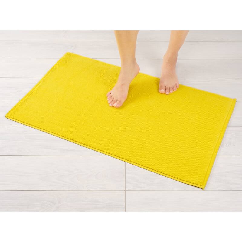 American Soft Linen 100% Cotton Bath Mat Rugs, 20x34 inches Slip Resistant Bottom Base Bath Mats for Bathroom - Yellow