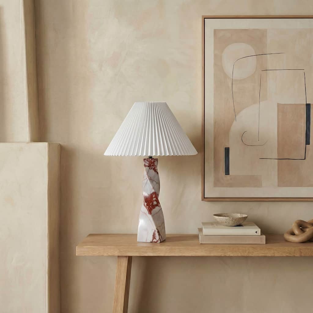 SAFAVIEH Couture Mayalenn Travertine Table Lamp - 18"W x 18"D x 29"H