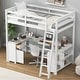 preview thumbnail 2 of 58, Solid Wood Loft Bed with Bulit-in U-Shaped Desk, 2 Drawers and Cabinet, Twin/Full Size Loft Bedframe w/ Storage Shelves & Ladder