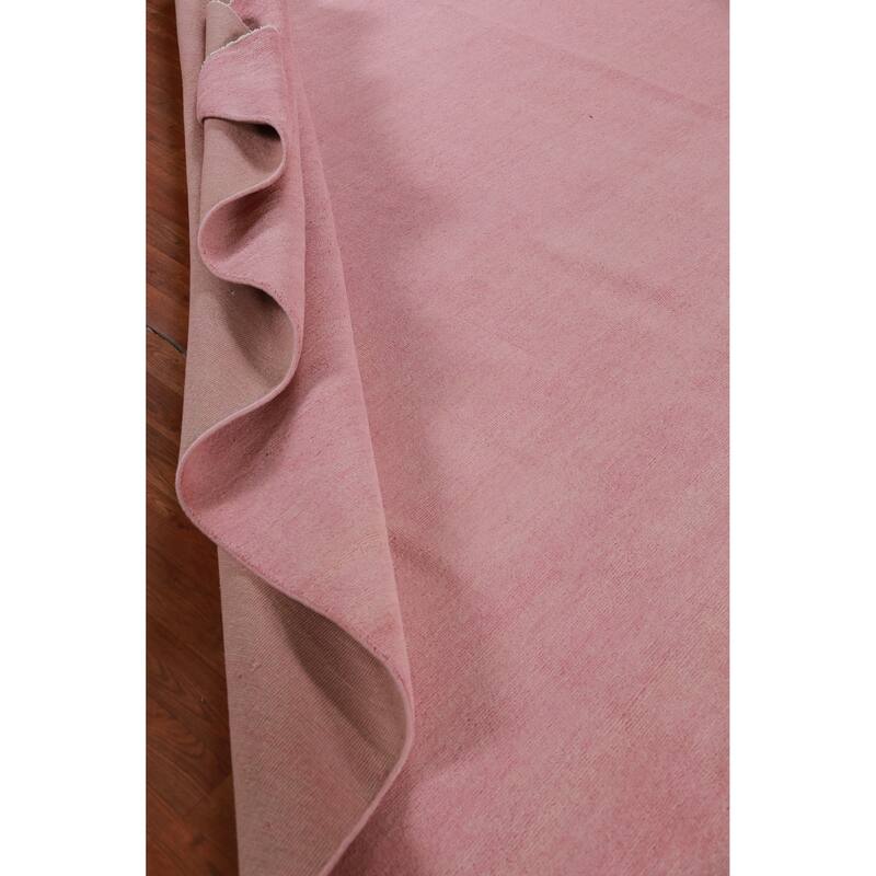 Hand Knotted Oriental 100% Wool Carpet Modern Solid Pink Gabbeh Area Rug - 12' 9'' X 9' 1''