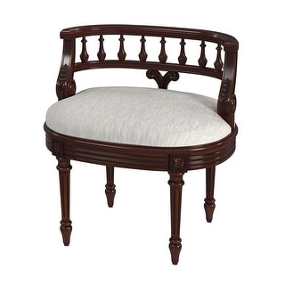 Hathaway 22.5 in. W Oval Upholstered and Wood Traditional Vanity Seat