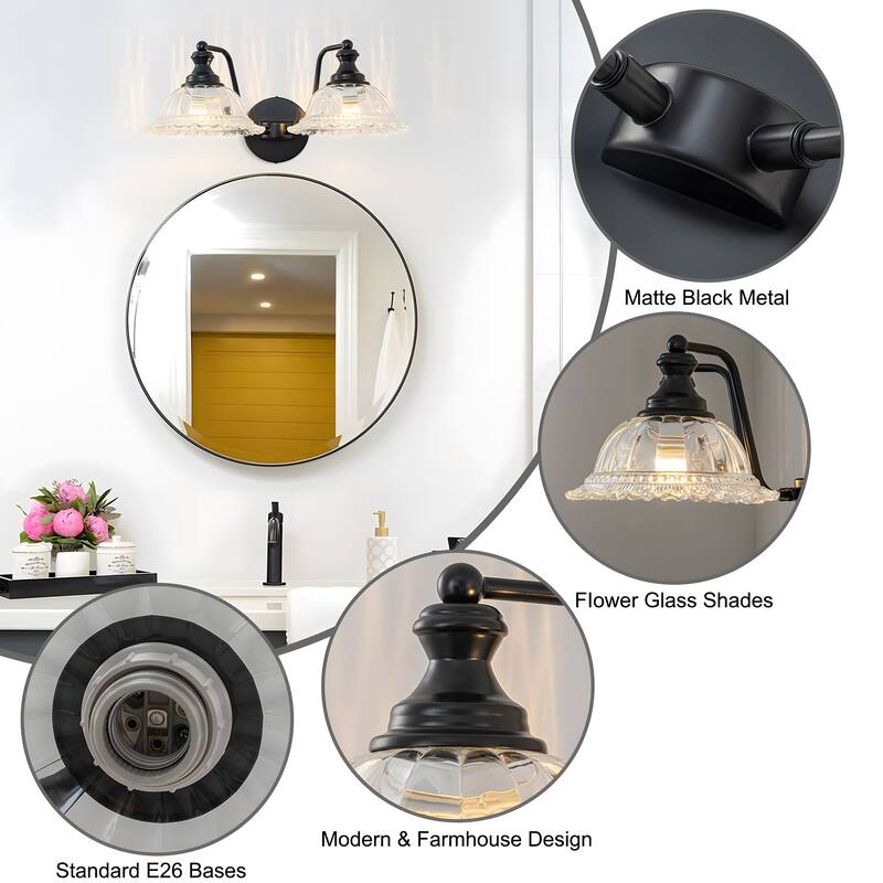 Modern Vanity Light with Crystal Glass Shade