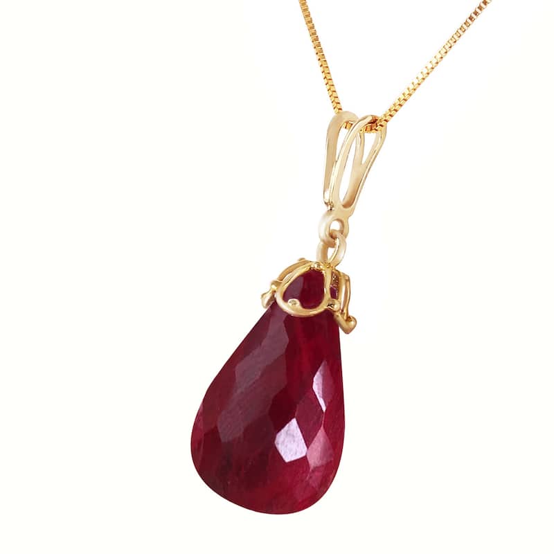 14.8 Carat 14K Solid Gold Elegant Necklace Briolette Natural Ruby