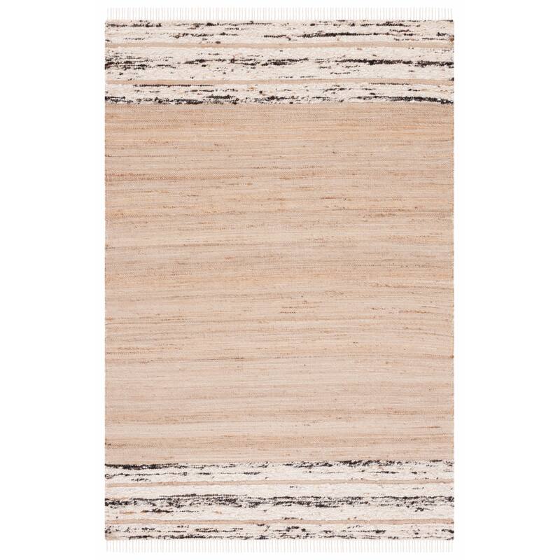 SAFAVIEH Handmade Natura Adolphine Jute & Wool Rug - 6' Square - Natural/Black