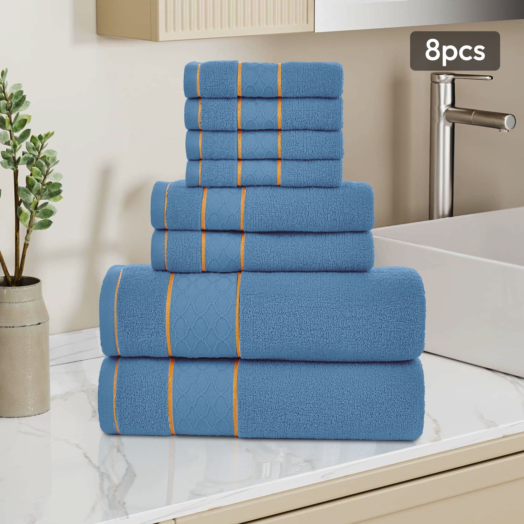 JML 8-Piece Cotton Bath Towel Set - Hotel Quality Bathroom Towels