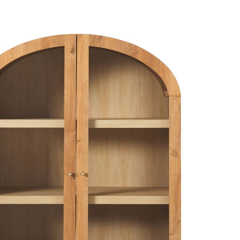 Walker Edison Modern Arched MDF Bookshelf Cabinet with Glass Doors