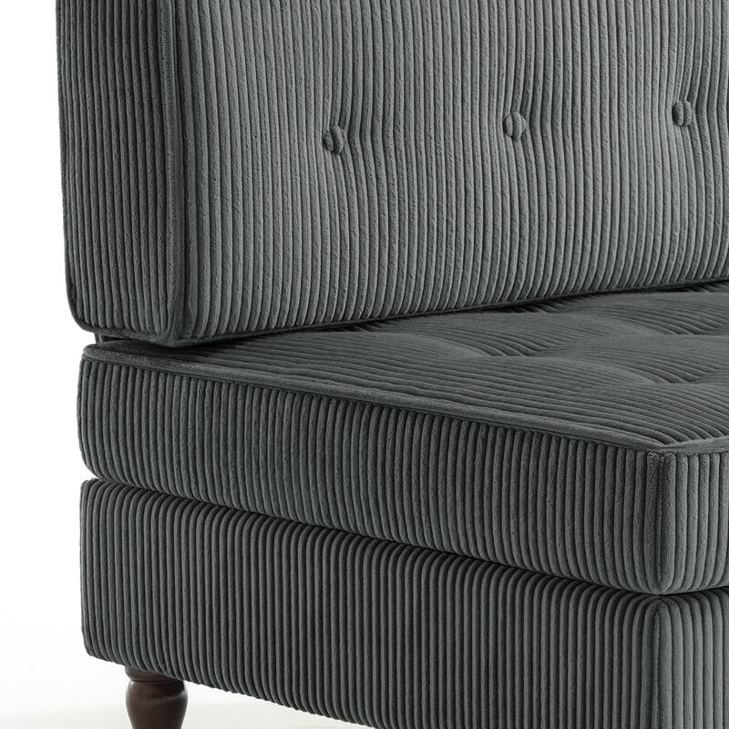 Modular Corduroy Armless Chair Upholstered Lounge Sofa