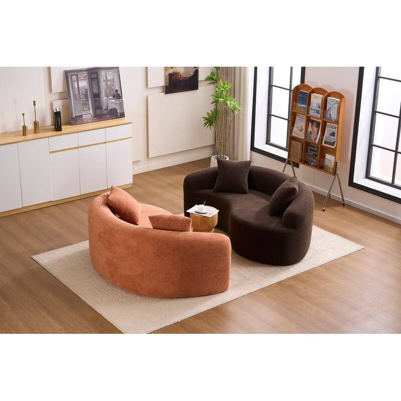 Single S-Curved Chenille Sofa Chair, No Assembly