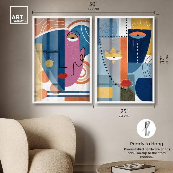 dimension image slide 2 of 18, Abstract Mask Series Living Room Set Shadowbox Print by Art Remedy