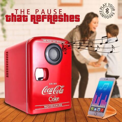 Coca-Cola 4L Mini Fridge/Warmer with Built-In Bluetooth Speaker