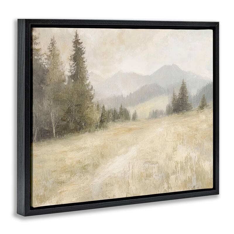 Stupell Fog on Mountain Valley Framed Floater Canvas Wall Art Design By Petal Prints Design