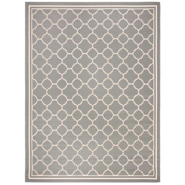 slide 2 of 26, SAFAVIEH Courtyard Kailani Indoor/ Outdoor Waterproof Patio Backyard Rug 4' Square - Anthracite/Beige