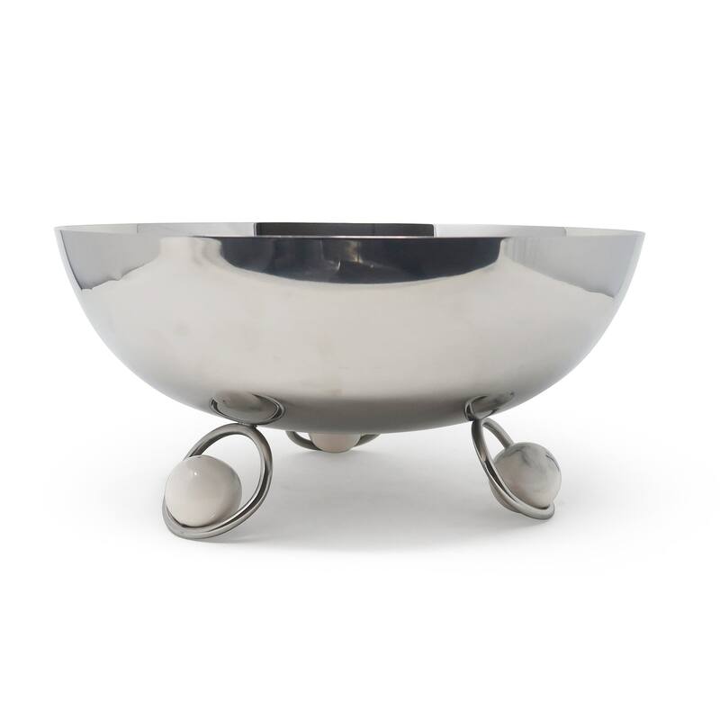 Salad Bowl Silver Inner Gold Outer with Ball Legs
