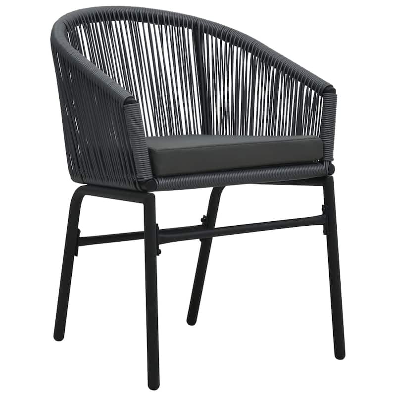 vidaXL Patio Chairs 2 Pcs Wicker Patio Dining Chair with Cushion PE Rattan