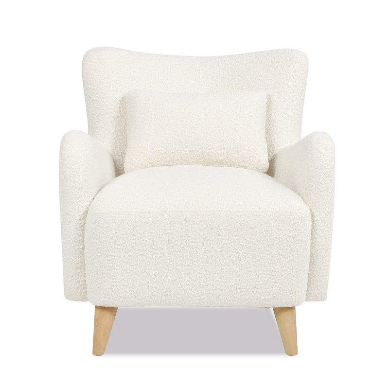 Lune 30" Boucle Faux Sherpa Curved Arm Accent Chair