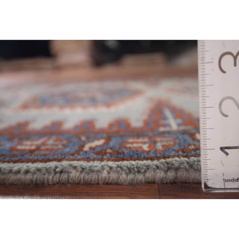 Geometric Viss Indian Runner Rug Hand-Knotted Wool Carpet - 2'6"x 9'7"