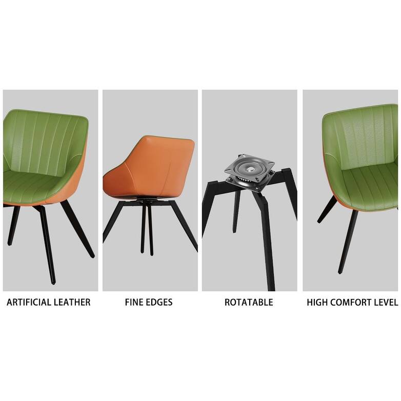 31.5 " MDF round dining table, tulip dining table, and 2 artificial leather decorative chairs with black metal legs