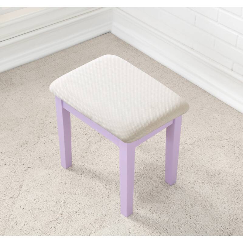 Roundhill Furniture Moniys Wood Moniya Makeup Vanity Table and Stool Set