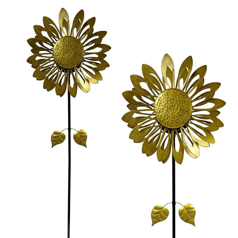 Yellow Sunflower Wind Spinner Stake