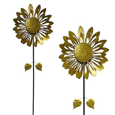 Yellow Sunflower Wind Spinner Stake