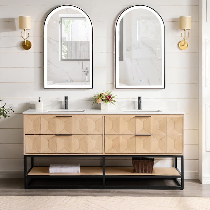 Milagro Bath Vanity with White Quartz Stone Top without Mirror