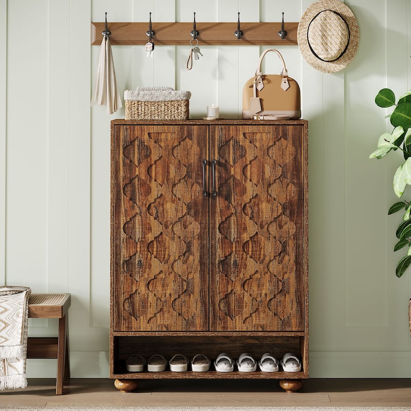 7-Tier Shoe Storage Cabinet with Doors for Entryway, Holds up 28 Pairs - 13.77"D x 31.5"W x 41.34"H