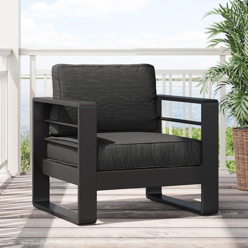 Maya Bay Aluminum Outdoor Club Chair with Cushions by Christopher Knight Home