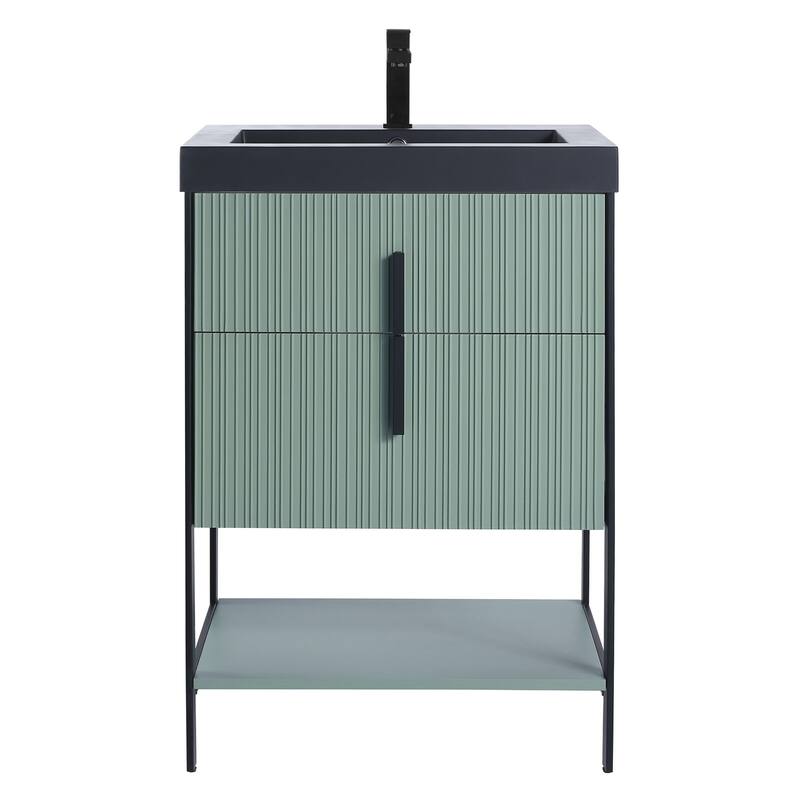Fine Fixtures Serenity Modern Bathroom Vanity with Black Gel Acrylic Top
