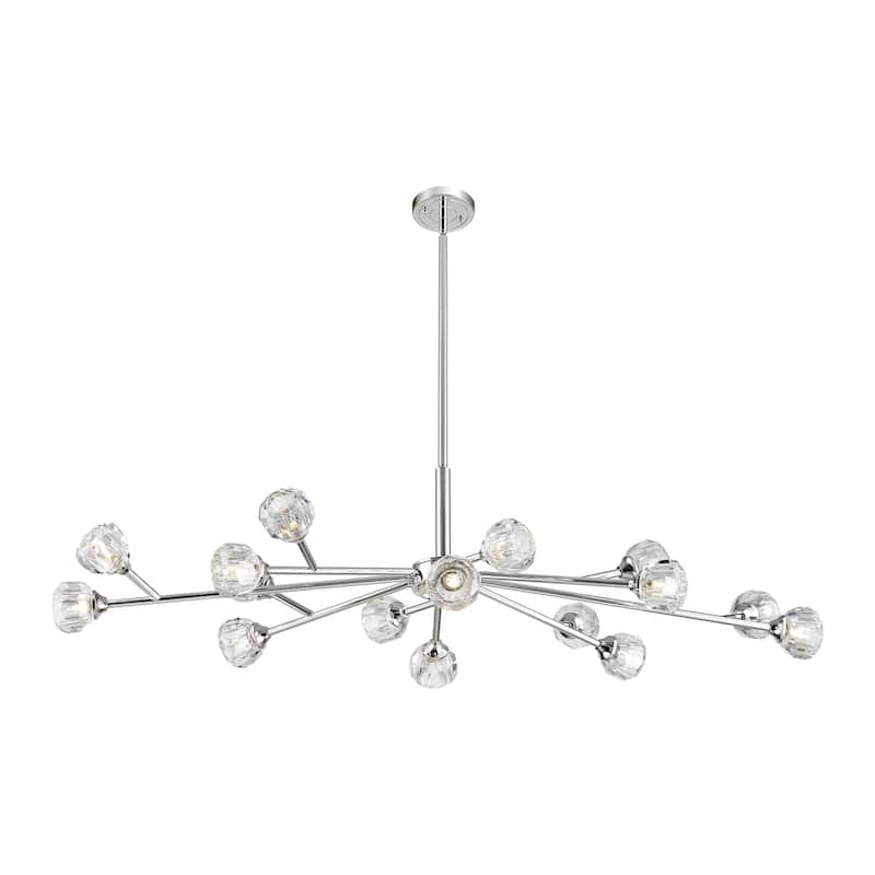 Innovations Lighting 465-16I-12-48 Aurora Chandelier Aurora 16 Light - Satin Nickel / Clear