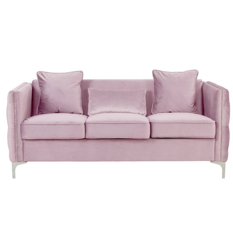 Velvet Sofa with 3 Pillows
