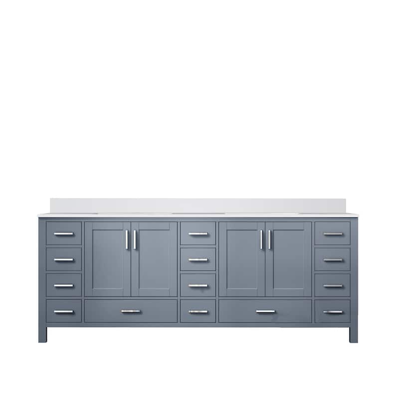 Jacques 84 in. W x 22 in. D White Bath Vanity and Cultured Marble Top - 84 Inch - Dark Grey