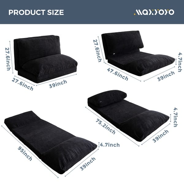 dimension image slide 17 of 31, Corduroy Bean Bag Folding Sofa Bed