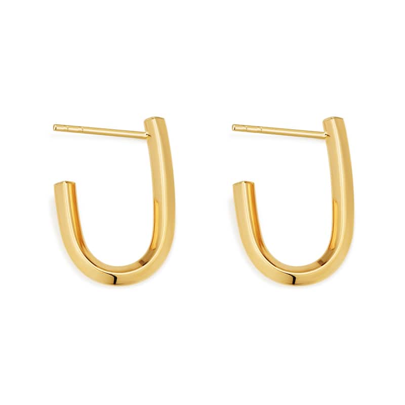 Fremada 10k Yellow Gold Knife Edge J Hoop Earrings