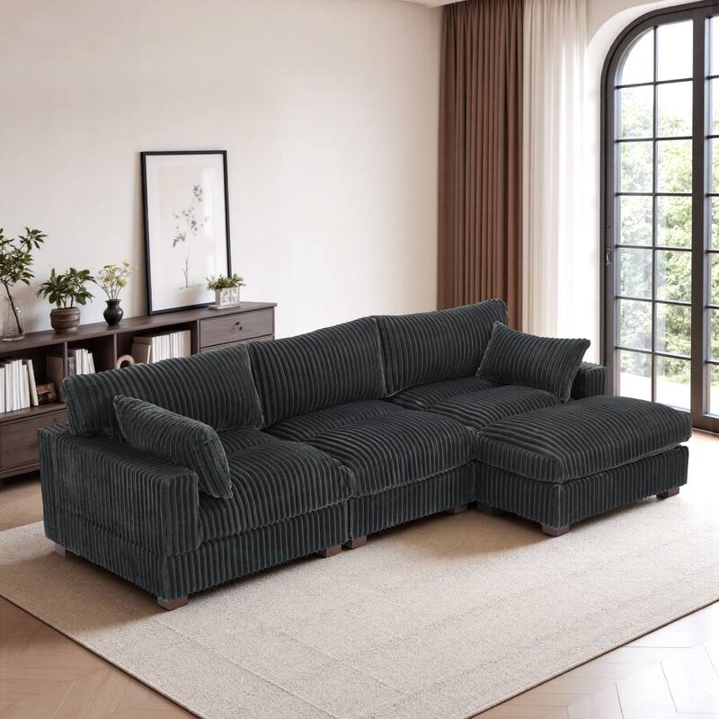 Oversized Plush Modular Sectional Sofa Couch with Ottoman