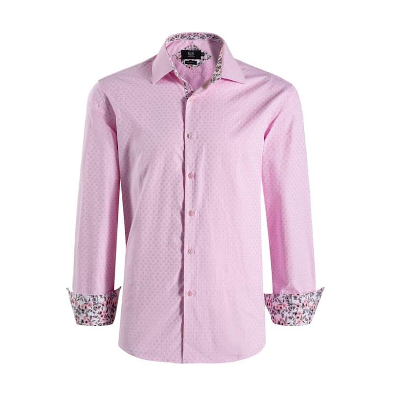 Elie Balleh Boys' Slim Fit Jacquard Dot Shirt
